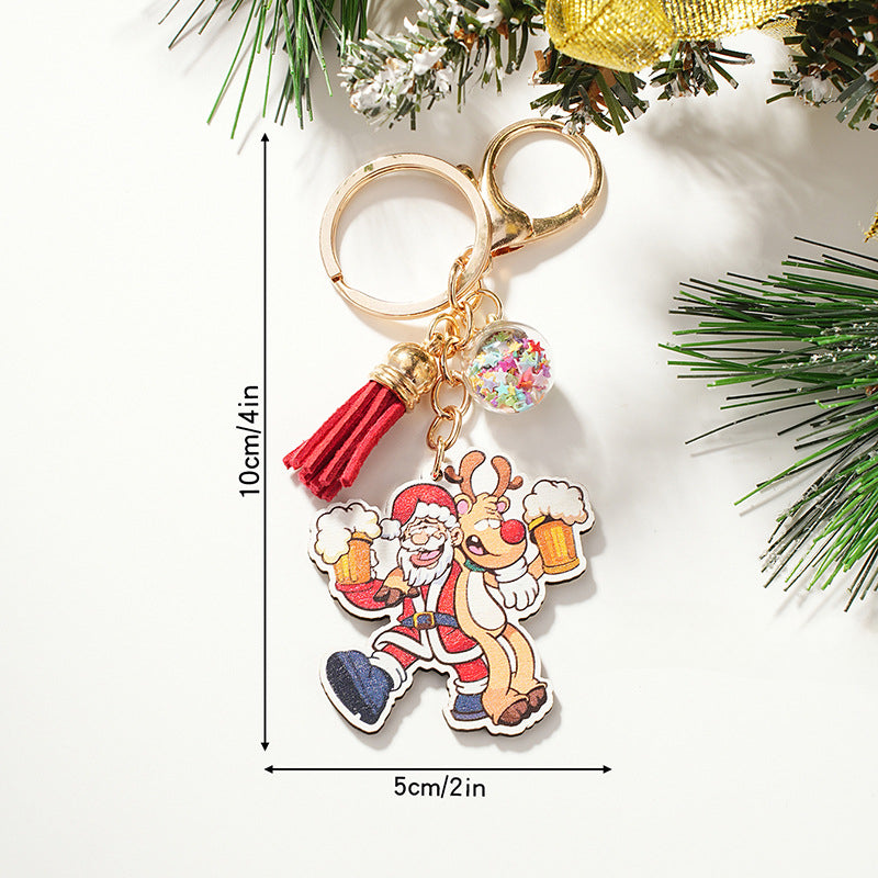 Wholesale Creative Santa Claus Christmas Gifts Wooden Cartoon Keychain
